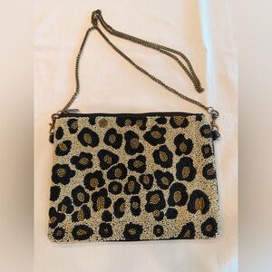 Camel Threads Totes n Toes Beaded Leopard Print Purse with Chain Strap